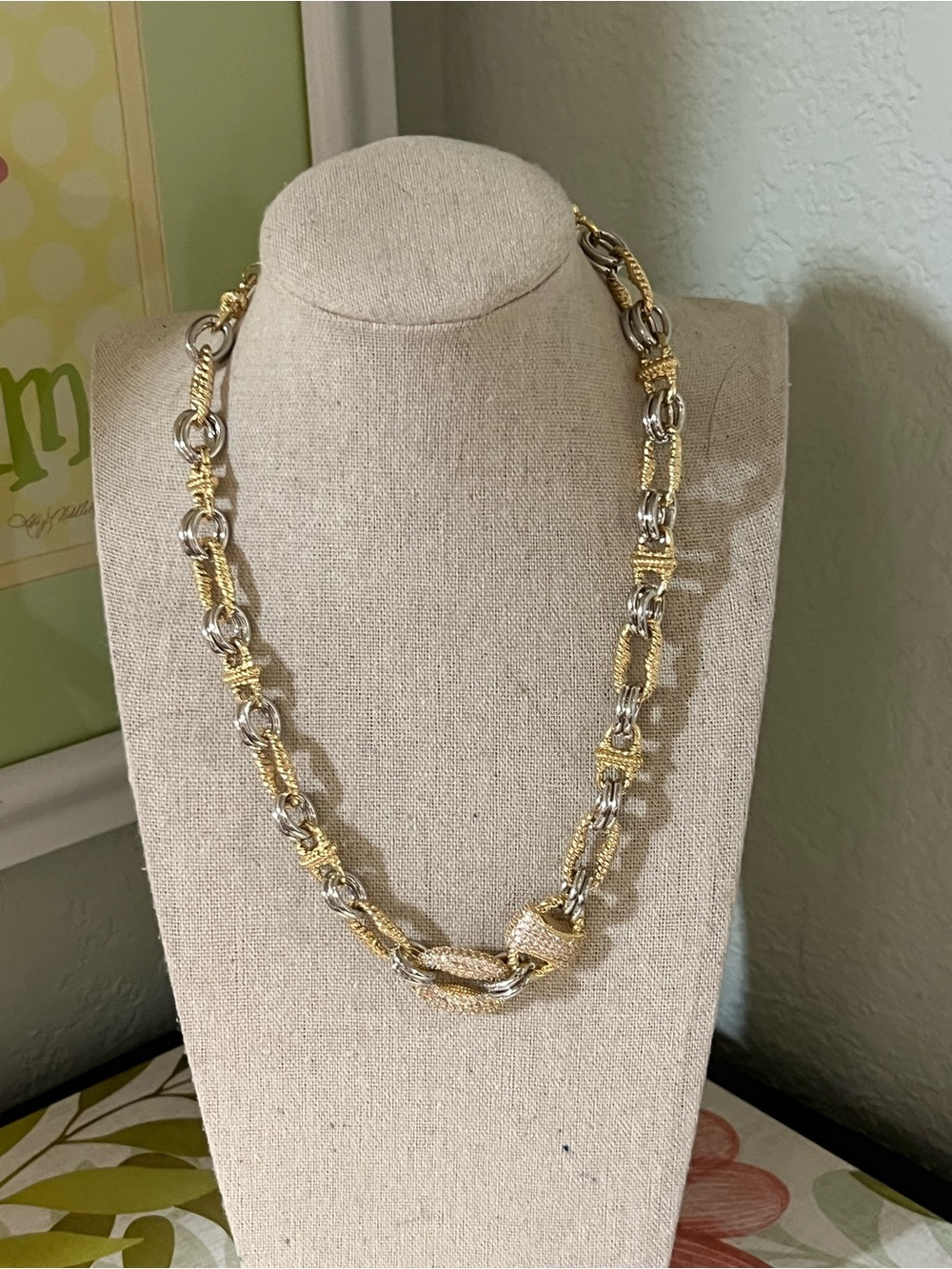 NWT Natasha Couture Two-Tone Gold and Silver Link Necklace #JW7